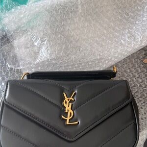 Yves Saint Laurent Black Crossbody Bag with Gold Accents